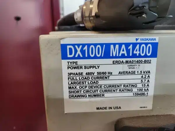Motoman MA1400/DX100 Robotic Weld SYSTEM (COMPLETE) - Image 5